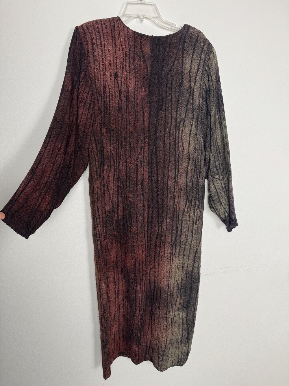 Rebecca Jane Noble Hand-Woven Dress S/M Midi Retro Artsy Shoulder Pads Vintage
